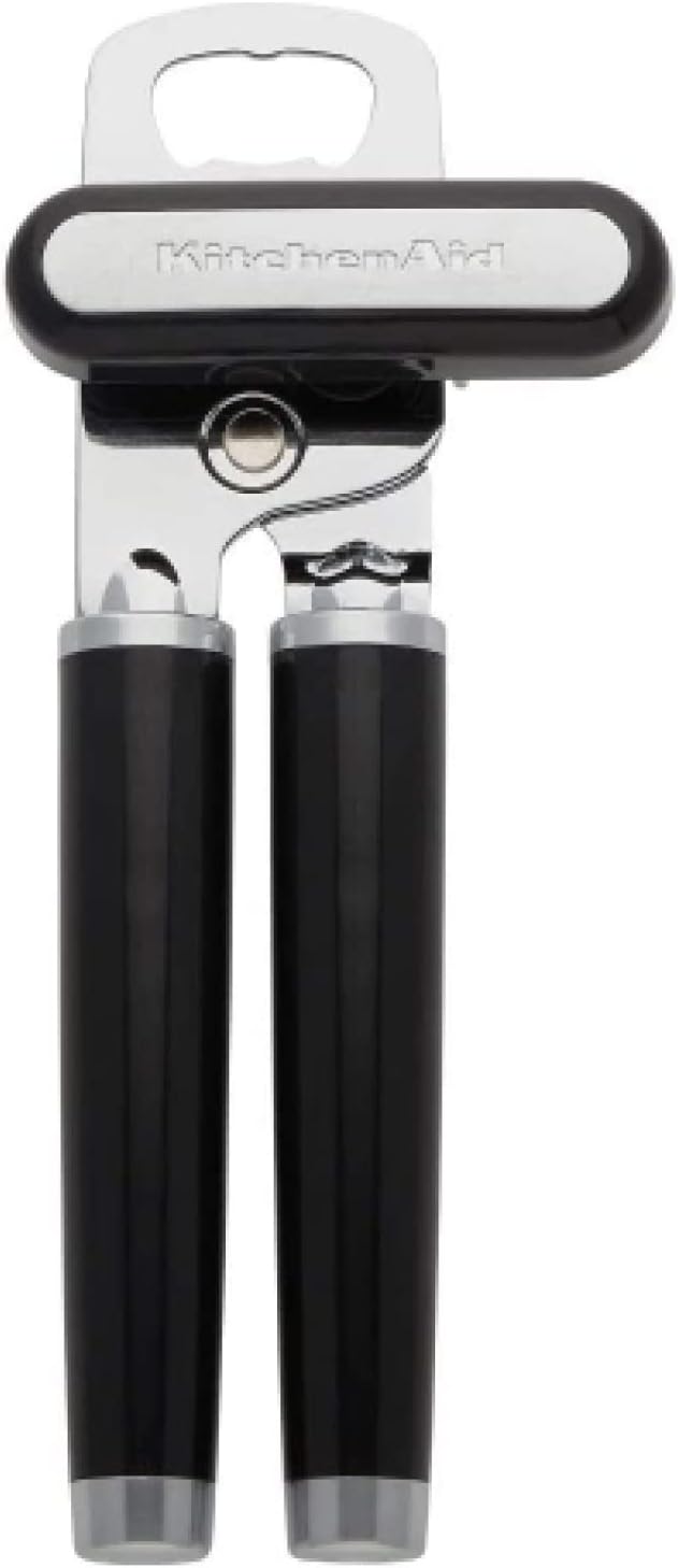  KitchenAid Classic Multifunction Can Opener And Bottle Opener Easy To Use, Razor Sharp Stainless Steel Cutting Wheel, Soft Ergonomic Handles, Black